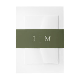 Cintas Para Invitaciones Boda Minimalista Boho Monograma Verde Otoño