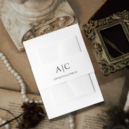 Cintas Para Invitaciones Boda Minimalista Clásica con Monograma Blanco 