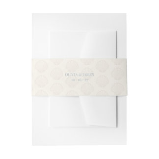 Cintas Para Invitaciones Boda Minimalista con Caparazones de Mar en Azul Po
