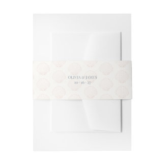 Cintas Para Invitaciones Boda minimalista costera con conchas y azul polvor