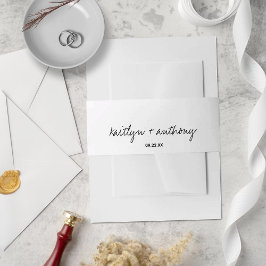 Cintas Para Invitaciones Boda minimalista de escritura moderna en blanco y 