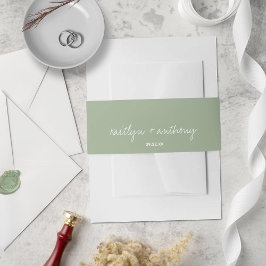 Cintas Para Invitaciones Boda minimalista de estilo moderno con guión sage 