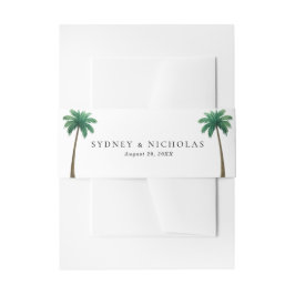 Cintas Para Invitaciones Boda Minimalista de Playa con Palmeras Tropicales