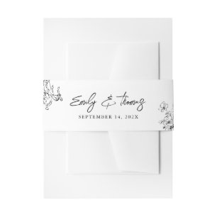 Cintas Para Invitaciones Boda Minimalista Dibujada a Mano en Blanco y Negro