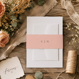 Cintas Para Invitaciones Boda minimalista elegante con monograma de coral m