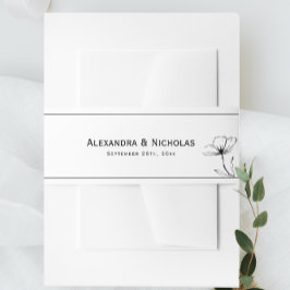 Cintas Para Invitaciones Boda minimalista elegante de color blanco y negro