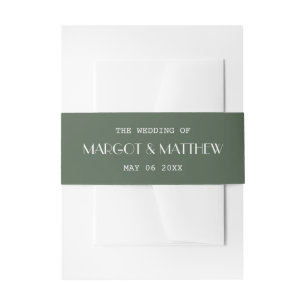 Cintas Para Invitaciones Boda minimalista escandinava en verde musgo oscuro