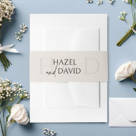 Cintas Para Invitaciones Boda Minimalista Moderna con Monograma Negro y Mar