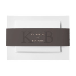Cintas Para Invitaciones Boda Minimalista Moderna Monograma Marrón
