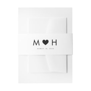 Cintas Para Invitaciones Boda Minimalista moderno de corazón negro