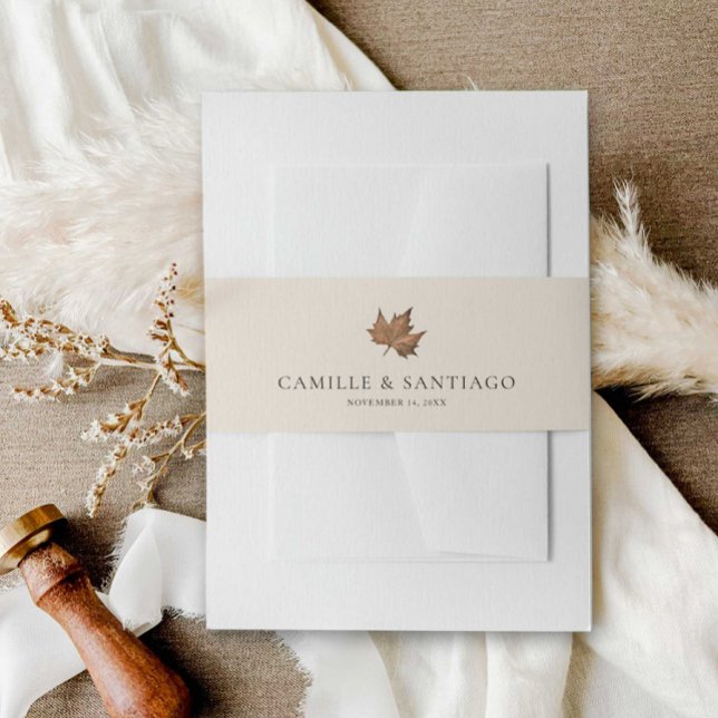 Cintas Para Invitaciones Boda Minimalista Rústico Caída (Fall Minimalist Wedding Invitation Belly Band)