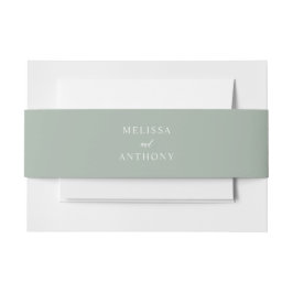Cintas Para Invitaciones Boda Minimalista Verde Salvia Moderno
