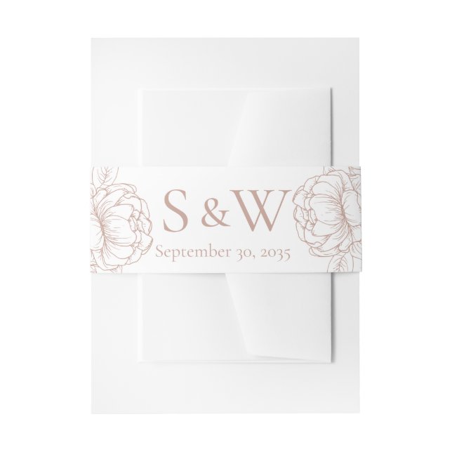 Cintas Para Invitaciones Boda Mínimo De Flora Rosa Moderna Boho Rubor (Anverso Ejemplo)