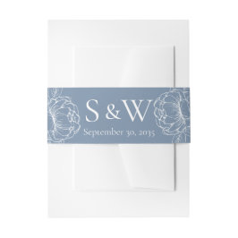 Cintas Para Invitaciones Boda Mínimo de Floral Azul Boho Periwinkle Moderno