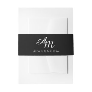 Cintas Para Invitaciones Boda mínimo de monograma blanco y negro