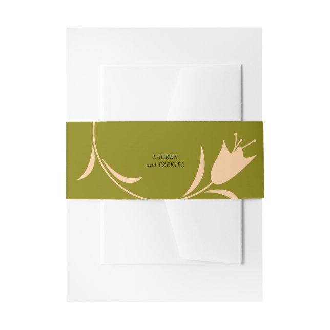 CINTAS PARA INVITACIONES BODA MOD PEACH & OLIVE TULIP (Anverso Ejemplo)