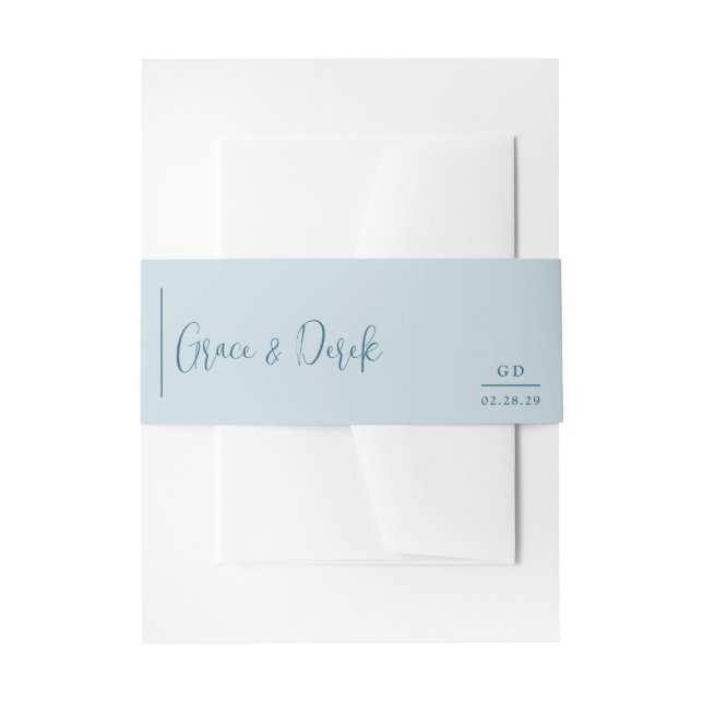 Cintas Para Invitaciones Boda moderna azul silenciada con gracia (Anverso Ejemplo)