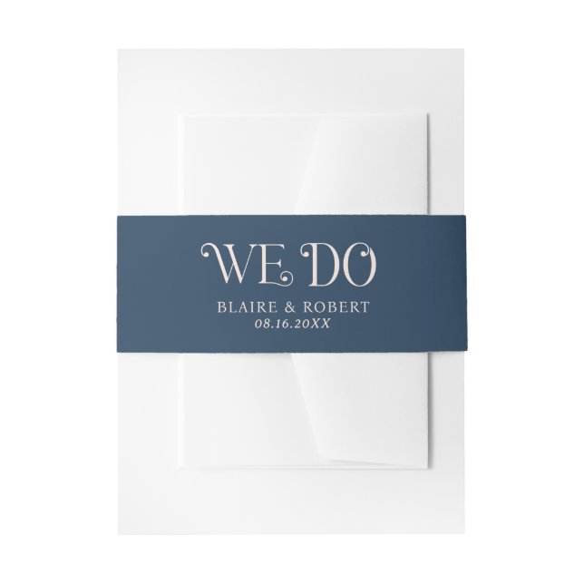 Cintas Para Invitaciones Boda moderna Blaire azul marino (Anverso Ejemplo)