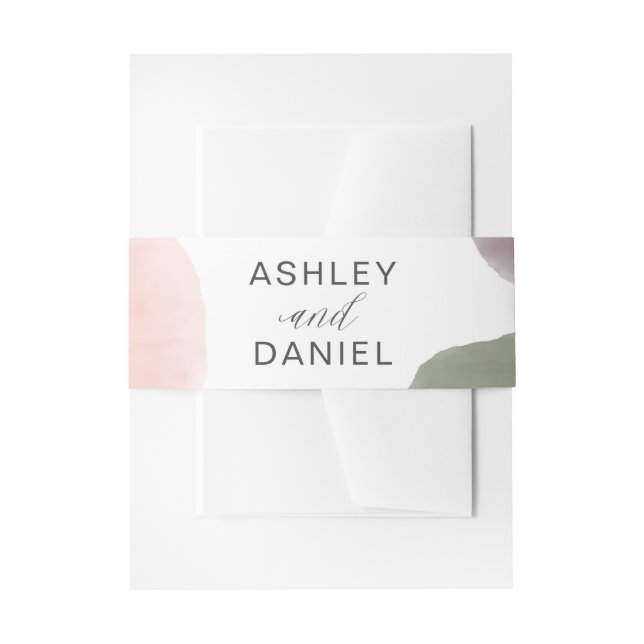 Cintas Para Invitaciones Boda moderna círculo acuarela rosa salvia y uva (Anverso Ejemplo)