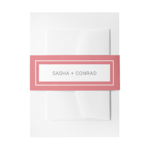 Cintas Para Invitaciones Boda moderna con borde grueso de color rosa coral