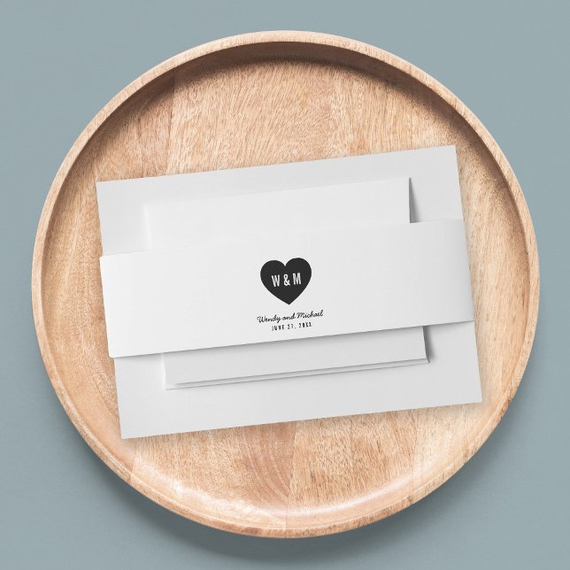 Cintas Para Invitaciones Boda moderna con corazón de monograma (Subido por el creador)