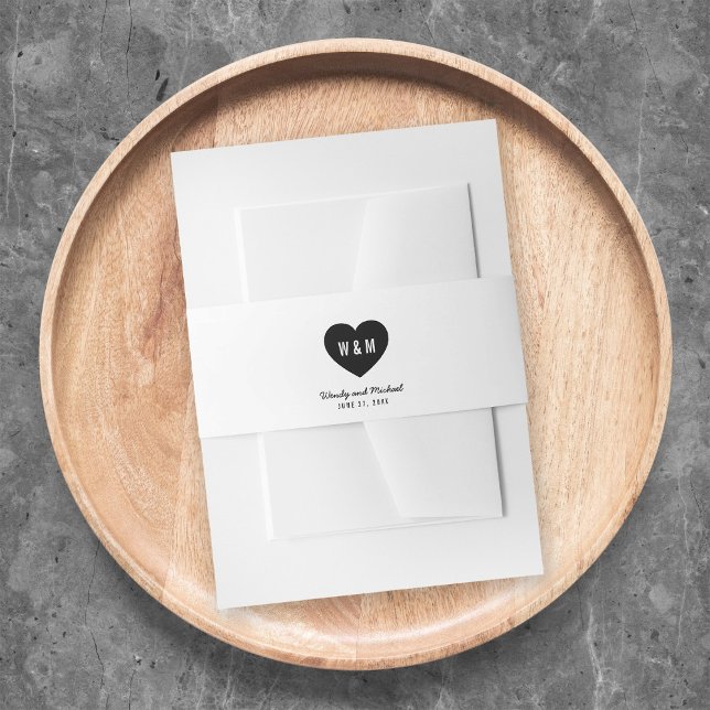 Cintas Para Invitaciones Boda moderna con corazón de monograma (Subido por el creador)