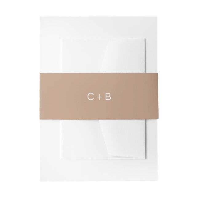 Cintas Para Invitaciones Boda moderna con monograma marrón (Anverso Ejemplo)
