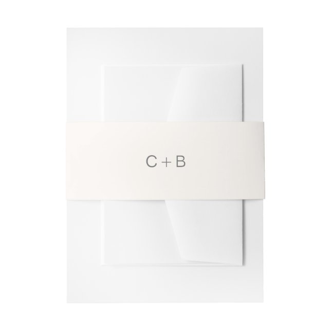 Cintas Para Invitaciones Boda moderna con monograma neutral (Anverso Ejemplo)