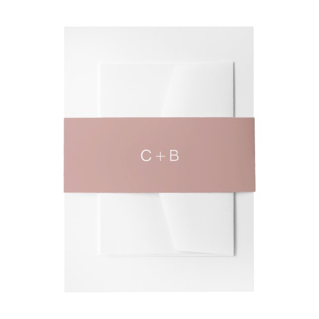 Cintas Para Invitaciones Boda moderna con monograma rosa (Anverso Ejemplo)