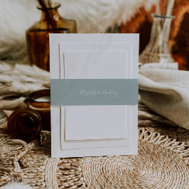 Cintas Para Invitaciones Boda Moderna de Cristal de Mar Azul Verde Script