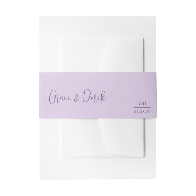 Cintas Para Invitaciones Boda moderna de lila con gracia (Anverso Ejemplo)