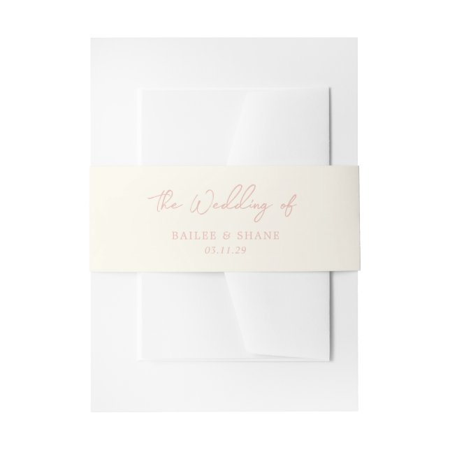 Cintas Para Invitaciones Boda Moderna de Melocotón Simple (Anverso Ejemplo)