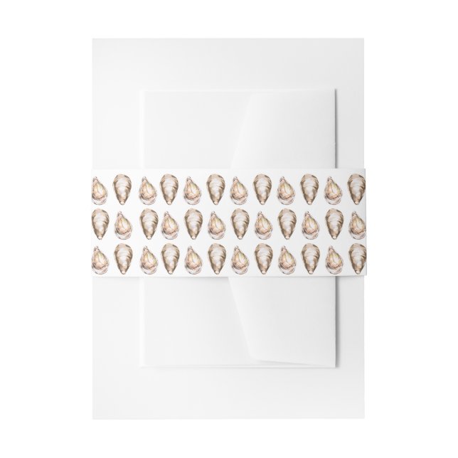 Cintas Para Invitaciones Boda Moderna de Ostras Costeras con Acuarela (Anverso Ejemplo)