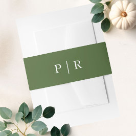 Cintas Para Invitaciones Boda Moderna de Otoño con Monograma Verde
