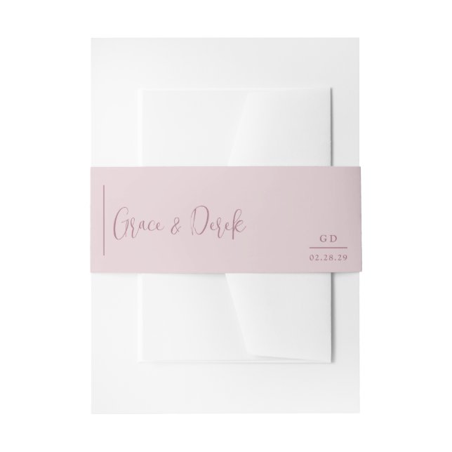 Cintas Para Invitaciones Boda moderna de rosa apagado de Grace (Anverso Ejemplo)
