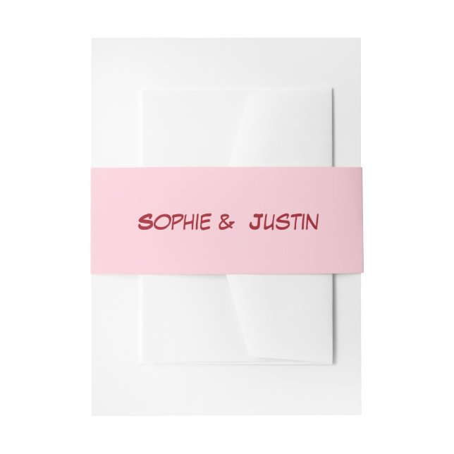 Cintas Para Invitaciones Boda moderna de rosa pálido (Anverso Ejemplo)