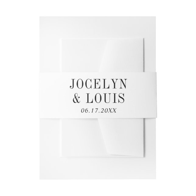 Cintas Para Invitaciones Boda moderna en negro y blanco (Anverso Ejemplo)