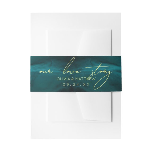 Cintas Para Invitaciones Boda moderna esmeralda verde  (Anverso Ejemplo)