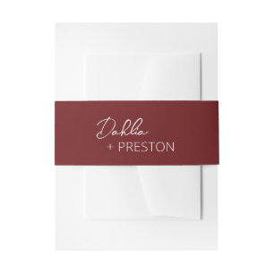 Cintas Para Invitaciones Boda moderna minimalista de color burdeos
