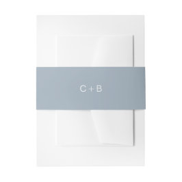 Cintas Para Invitaciones Boda moderna monograma azul polvoriento