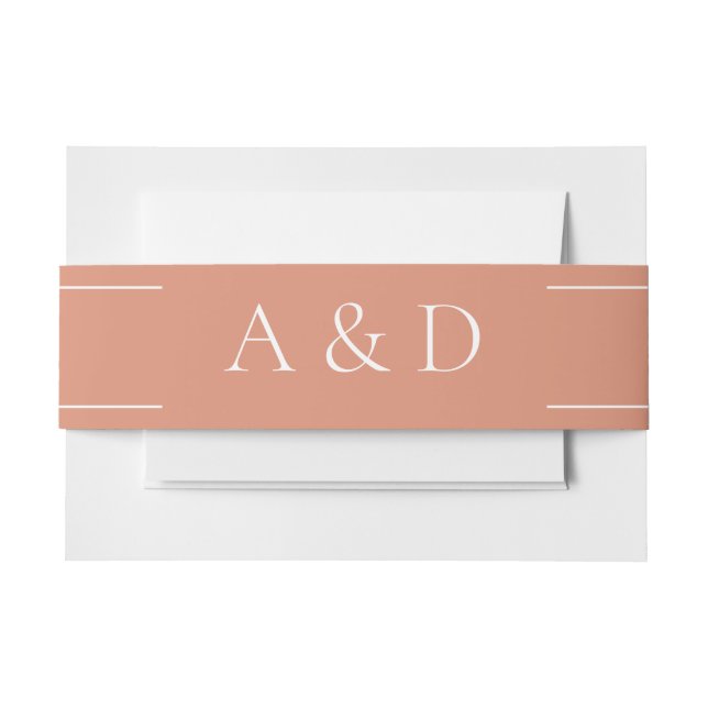 Cintas Para Invitaciones Boda moderna pastel naranja (Anverso Ejemplo)