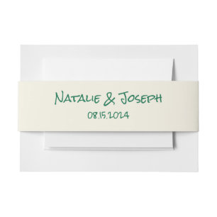 Cintas Para Invitaciones Boda Moderna Retro Escrita a Mano Verde Quirky