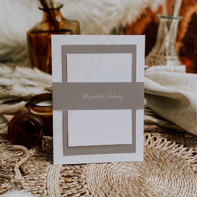 Cintas Para Invitaciones Boda Moderna Script Taupe (Subido por el creador)