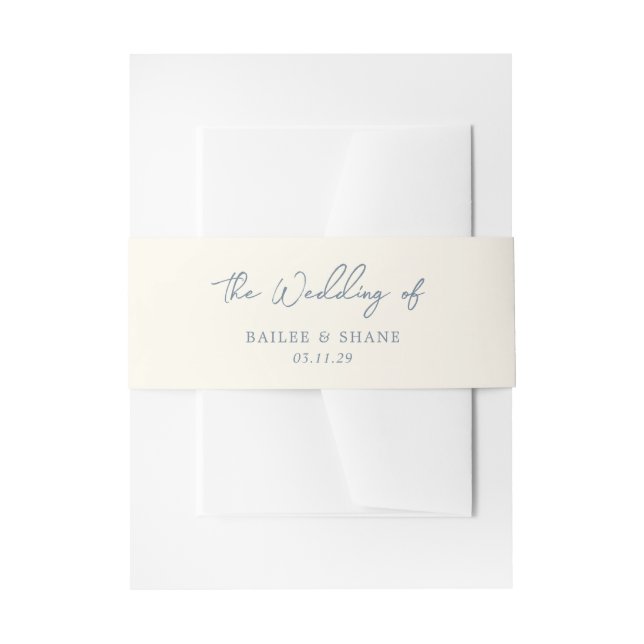Cintas Para Invitaciones Boda moderna simple de azul polvoriento (Anverso Ejemplo)