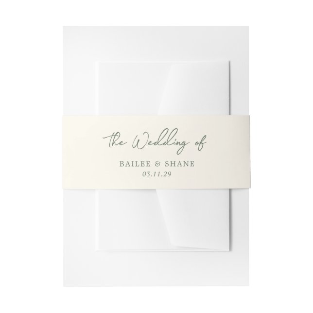 Cintas Para Invitaciones Boda moderna simple de olivo verde (Anverso Ejemplo)