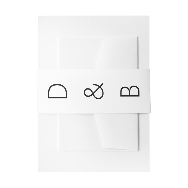 Cintas Para Invitaciones Boda Moderna y Audaz Inicial Blanco Negro  (Anverso Ejemplo)