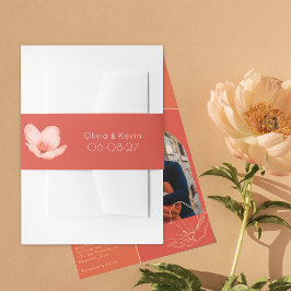 Cintas Para Invitaciones Boda moderno de color rojo violento y sólido