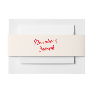 Cintas Para Invitaciones Boda moderno de estilo retro rojo escrito a mano