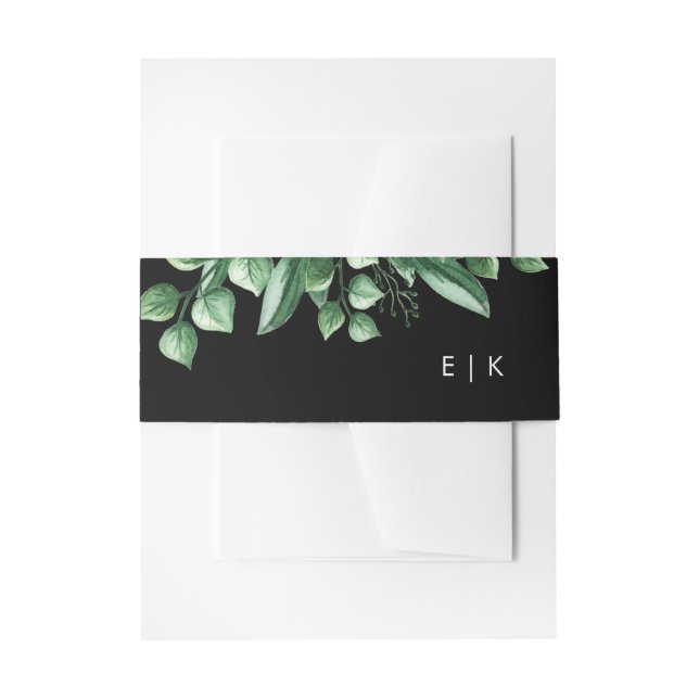 Cintas Para Invitaciones Boda moderno de hoja fresca verde (Anverso Ejemplo)