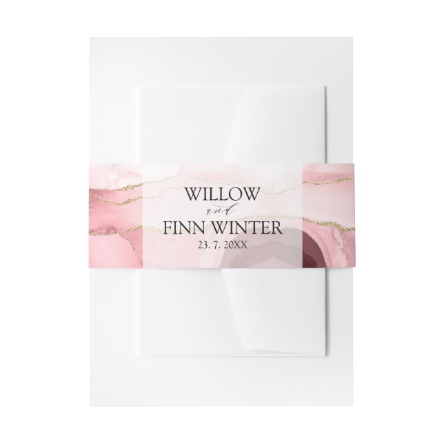 Cintas Para Invitaciones Boda moderno de Rubor Pink Agate (Anverso Ejemplo)
